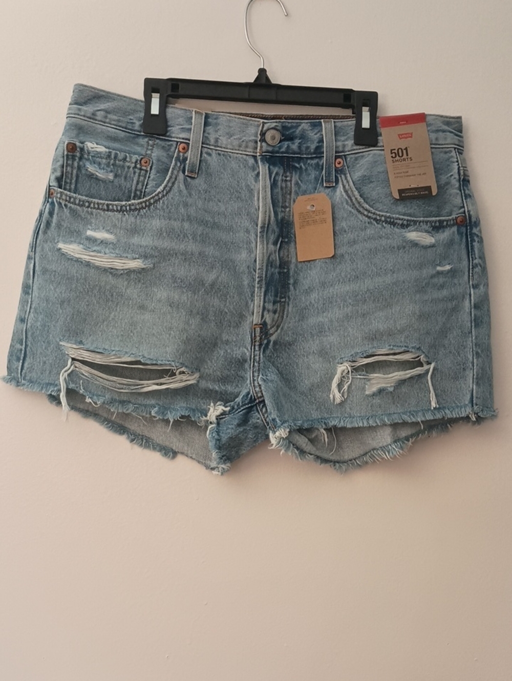 Levi's Light Blue Distressed Denim Jean Shorts